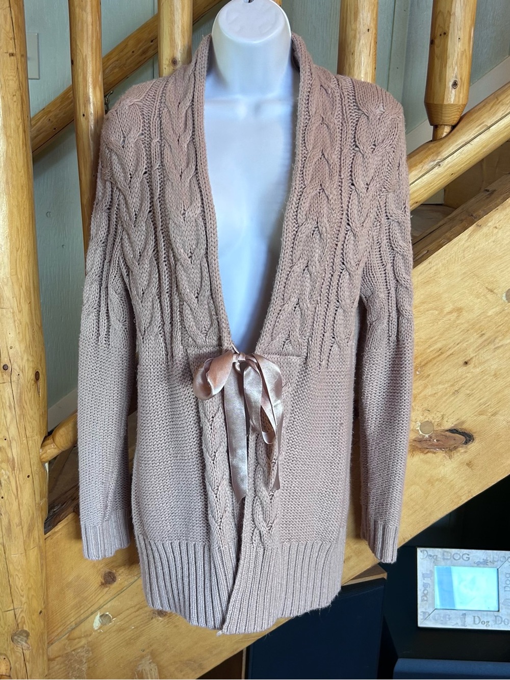 Apt 9 Knit Cable Tie-Front Cardigan in Dusty Rose